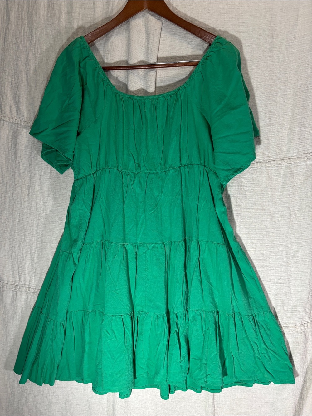 Sonoma Goods For Life Kelly Green Tiered Midi Dress XL Cotton Rayon Blend EUC - Picture 6 of 6
